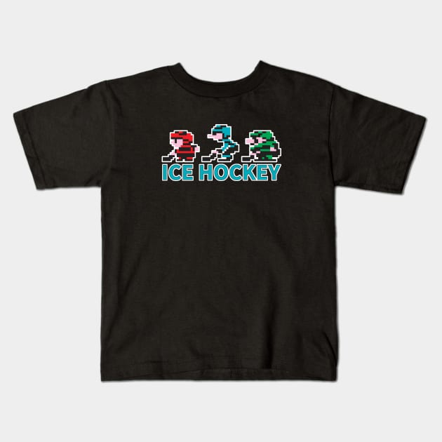 8-bit Ice Hockey Guys for Dark T-Shirts Kids T-Shirt by gogamego